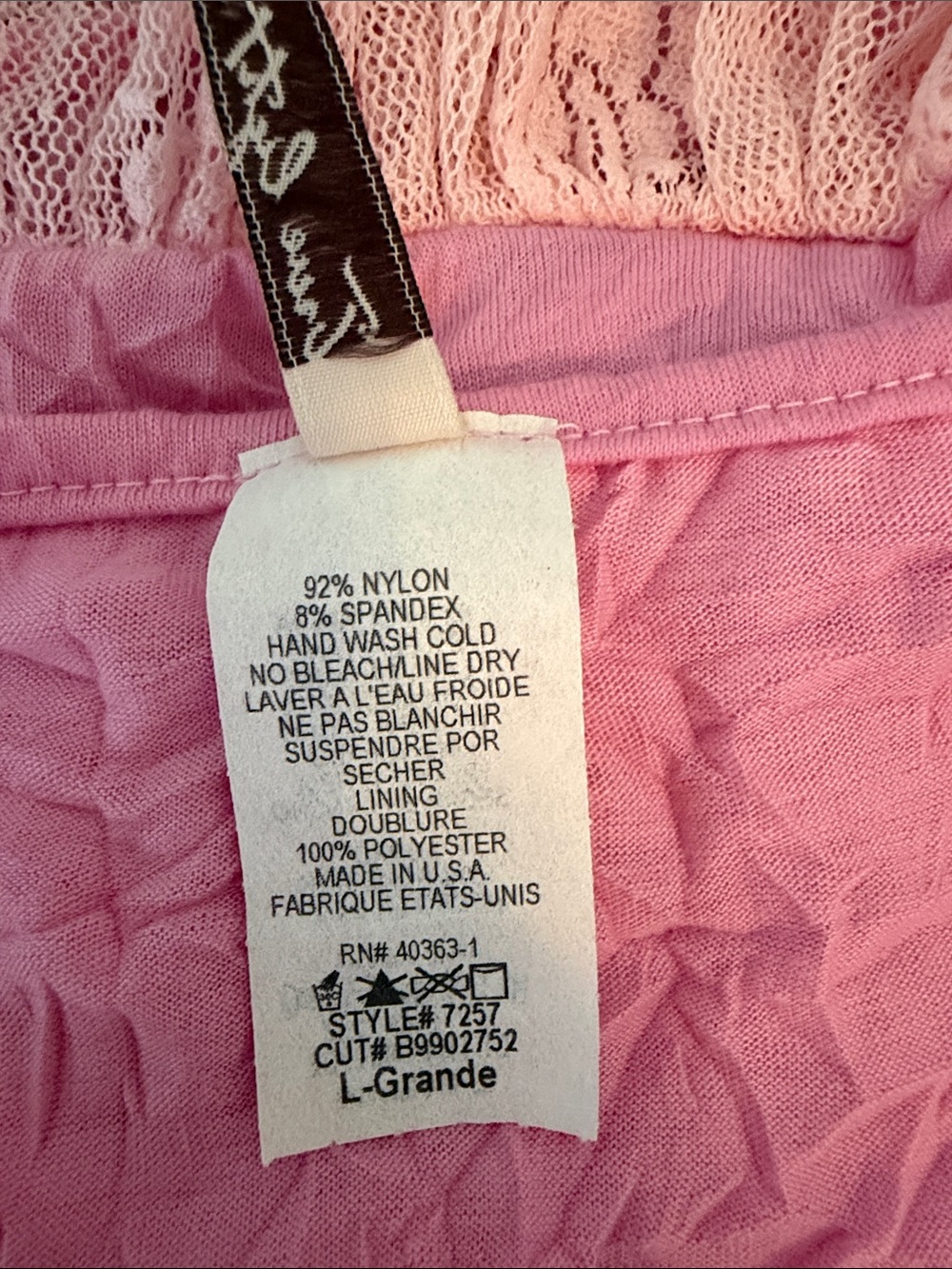NWOT * TRUE LIGHT Pink Ruffle Lace Camisole Top - Picture 11 of 11